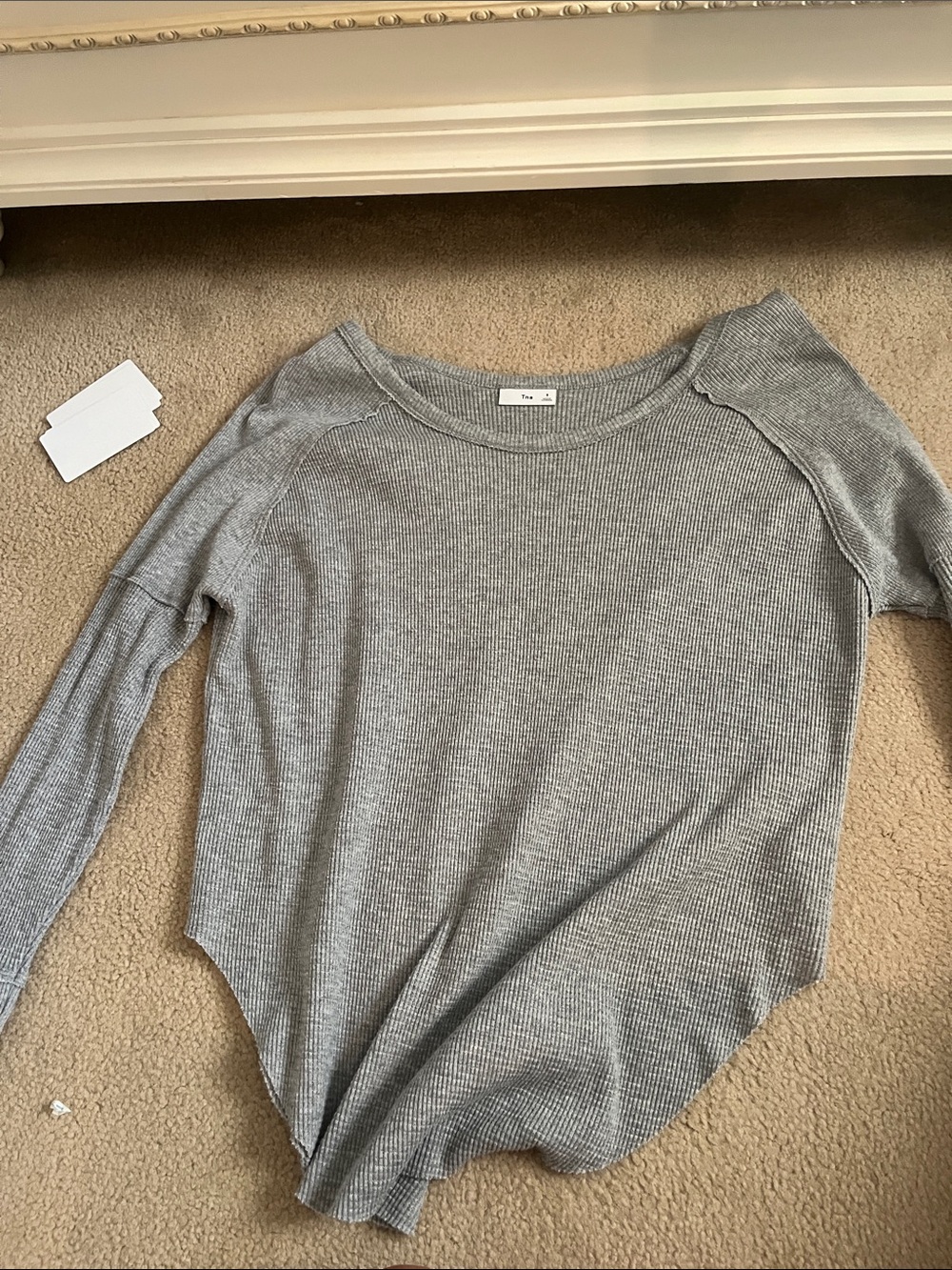 TNA Gray Ribbed Long Sleeve Top